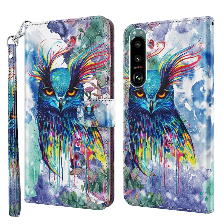 3D Painting Pattern TPU + PU Leather Phone Case, For Sony Xperia 5 II, For Sony Xperia 10 II