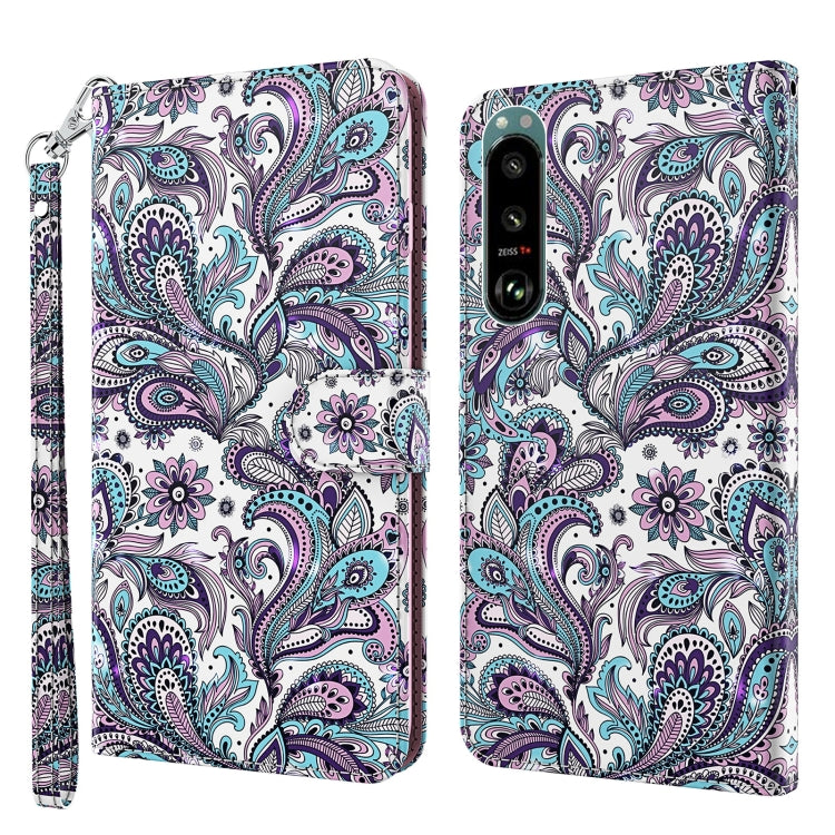 3D Painting Pattern TPU + PU Leather Phone Case, For Sony Xperia 5 III