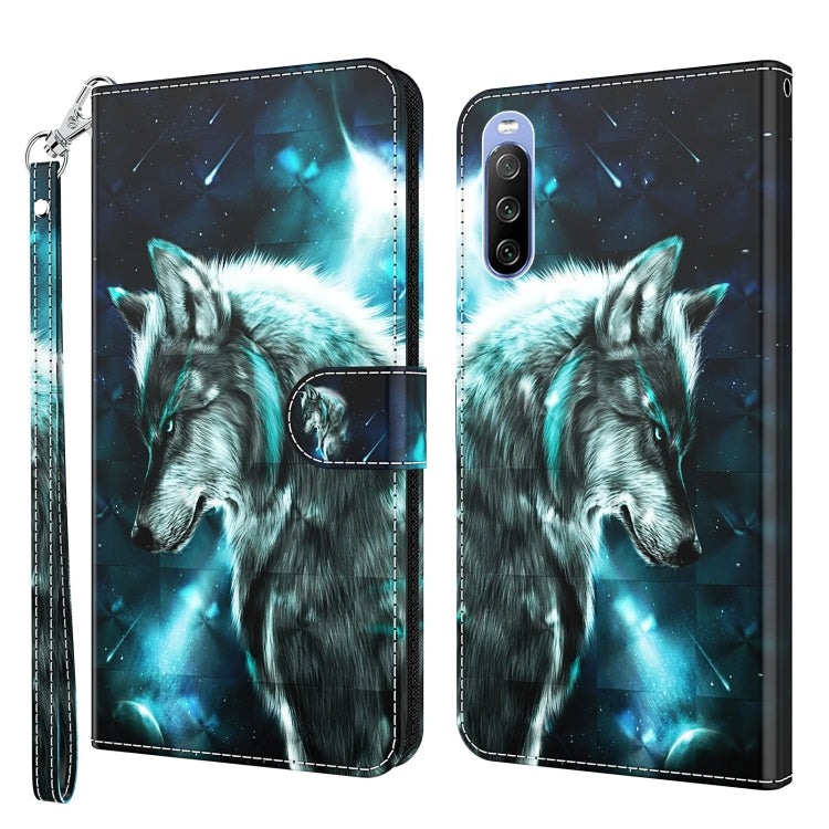 3D Painting Pattern TPU + PU Leather Phone Case, For Sony Xperia 5 II, For Sony Xperia 10 II