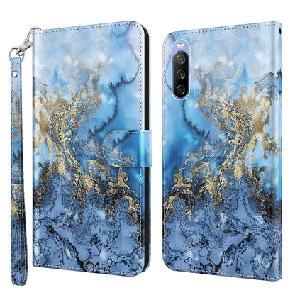 3D Painting Pattern TPU + PU Leather Phone Case, For Sony Xperia 5 II, For Sony Xperia 10 II