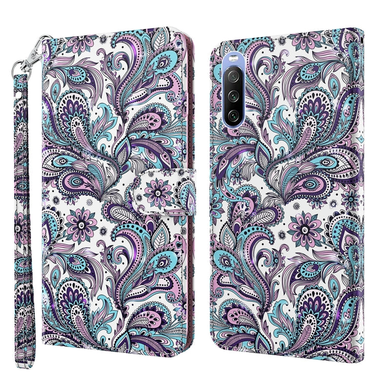 3D Painting Pattern TPU + PU Leather Phone Case, For Sony Xperia 5 II, For Sony Xperia 10 II