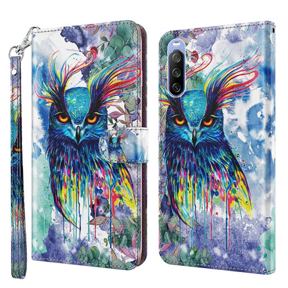 3D Painting Pattern TPU + PU Leather Phone Case, For Sony Xperia 5 II, For Sony Xperia 10 II