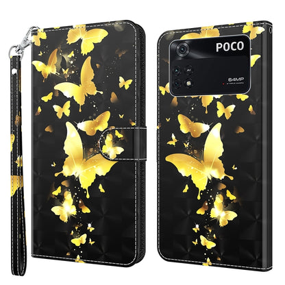 3D Painting Pattern TPU + PU Leather Phone Case, For Xiaomi Poco M4 Pro, For Xiaomi Poco X4 Pro 5G