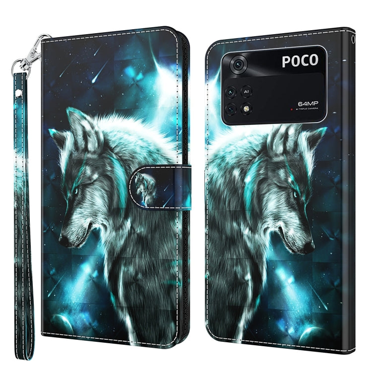 3D Painting Pattern TPU + PU Leather Phone Case, For Xiaomi Poco M4 Pro, For Xiaomi Poco X4 Pro 5G