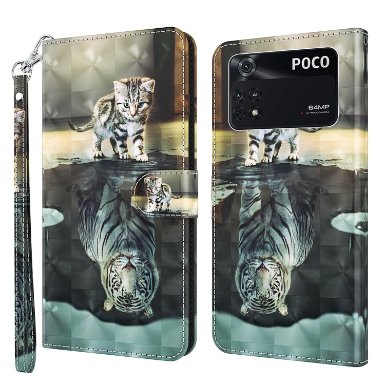 3D Painting Pattern TPU + PU Leather Phone Case, For Xiaomi Poco M4 Pro, For Xiaomi Poco X4 Pro 5G