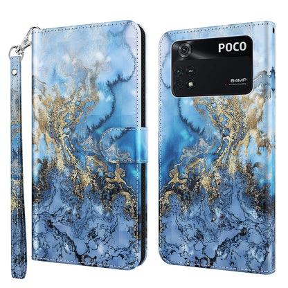 3D Painting Pattern TPU + PU Leather Phone Case, For Xiaomi Poco M4 Pro, For Xiaomi Poco X4 Pro 5G