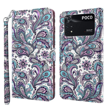 3D Painting Pattern TPU + PU Leather Phone Case, For Xiaomi Poco M4 Pro, For Xiaomi Poco X4 Pro 5G