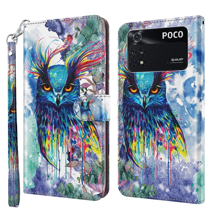3D Painting Pattern TPU + PU Leather Phone Case, For Xiaomi Poco M4 Pro, For Xiaomi Poco X4 Pro 5G