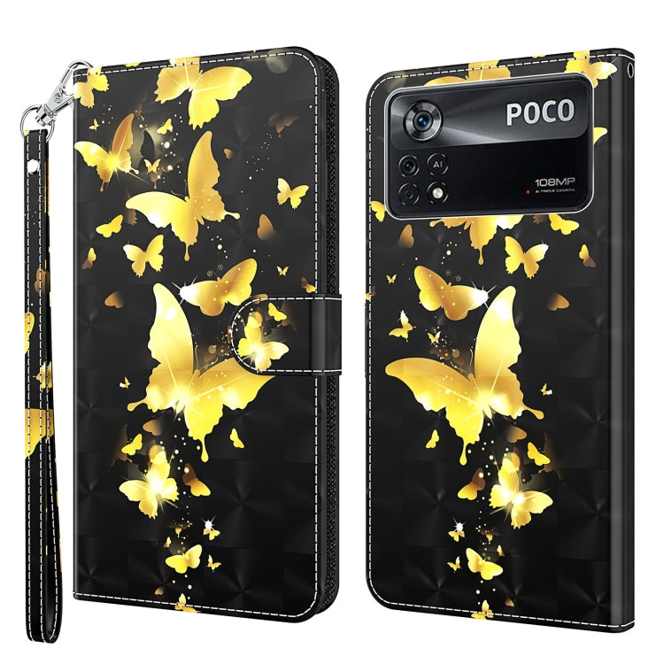 3D Painting Pattern TPU + PU Leather Phone Case, For Xiaomi Poco M4 Pro, For Xiaomi Poco X4 Pro 5G