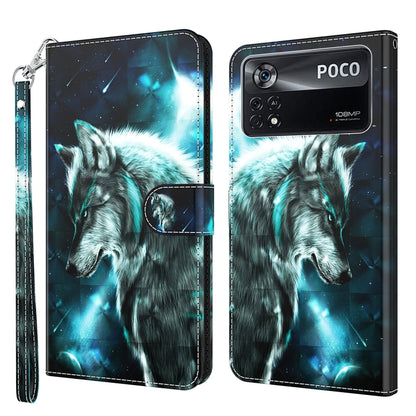 3D Painting Pattern TPU + PU Leather Phone Case, For Xiaomi Poco M4 Pro, For Xiaomi Poco X4 Pro 5G