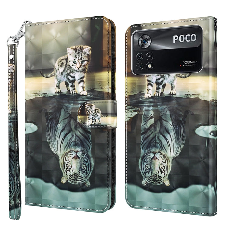 3D Painting Pattern TPU + PU Leather Phone Case, For Xiaomi Poco M4 Pro, For Xiaomi Poco X4 Pro 5G