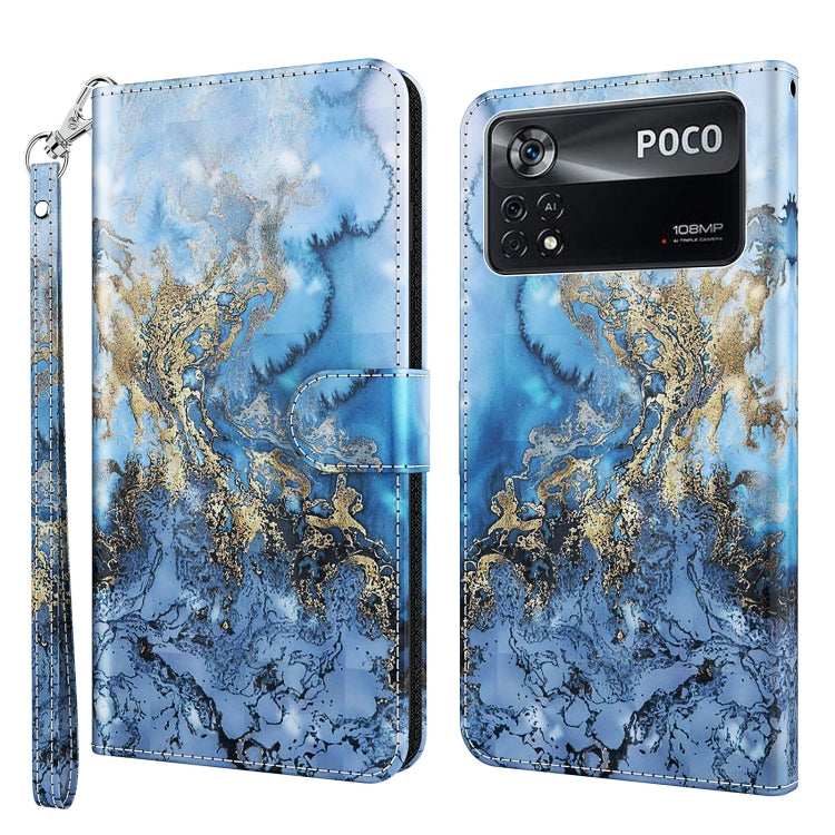 3D Painting Pattern TPU + PU Leather Phone Case, For Xiaomi Poco M4 Pro, For Xiaomi Poco X4 Pro 5G