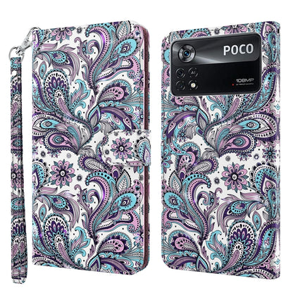 3D Painting Pattern TPU + PU Leather Phone Case, For Xiaomi Poco M4 Pro, For Xiaomi Poco X4 Pro 5G