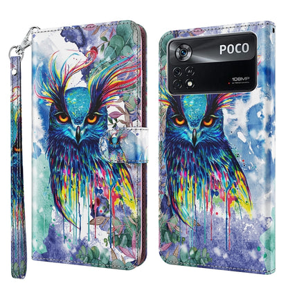 3D Painting Pattern TPU + PU Leather Phone Case, For Xiaomi Poco M4 Pro, For Xiaomi Poco X4 Pro 5G