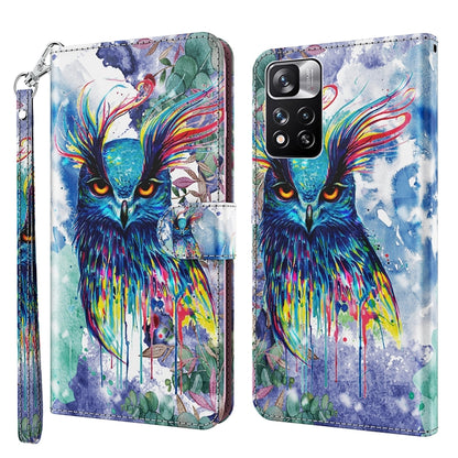 3D Painting Pattern TPU + PU Leather Phone Case, For Xiaomi Redmi Note 10 Lite, For Xiaomi Redmi Note 11