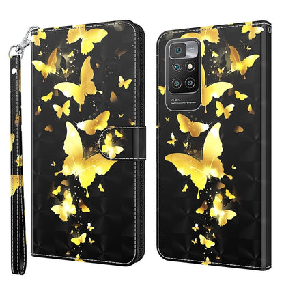 3D Painting Pattern TPU + PU Leather Phone Case, For Xiaomi Redmi 10, For Xiaomi Redmi 10C International Version