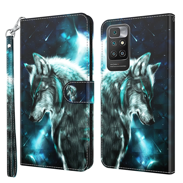 3D Painting Pattern TPU + PU Leather Phone Case, For Xiaomi Redmi 10, For Xiaomi Redmi 10C International Version