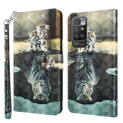 3D Painting Pattern TPU + PU Leather Phone Case, For Xiaomi Redmi 10, For Xiaomi Redmi 10C International Version