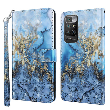 3D Painting Pattern TPU + PU Leather Phone Case, For Xiaomi Redmi 10, For Xiaomi Redmi 10C International Version