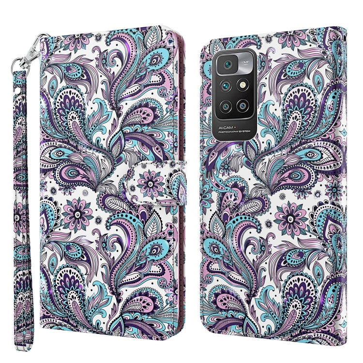 3D Painting Pattern TPU + PU Leather Phone Case, For Xiaomi Redmi 10, For Xiaomi Redmi 10C International Version