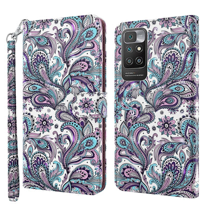 3D Painting Pattern TPU + PU Leather Phone Case, For Xiaomi Redmi 10, For Xiaomi Redmi 10C International Version