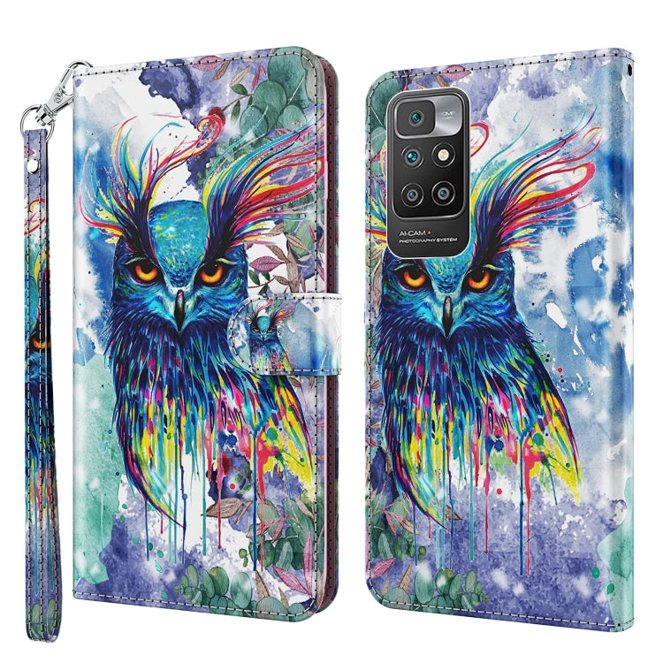 3D Painting Pattern TPU + PU Leather Phone Case, For Xiaomi Redmi 10, For Xiaomi Redmi 10C International Version