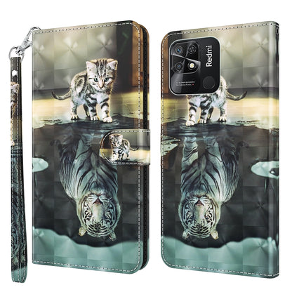 3D Painting Pattern TPU + PU Leather Phone Case, For Xiaomi Redmi 10, For Xiaomi Redmi 10C International Version