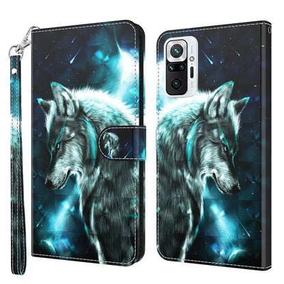 3D Painting Pattern TPU + PU Leather Phone Case, For Xiaomi Redmi Note 10 Pro / 10 Pro Max
