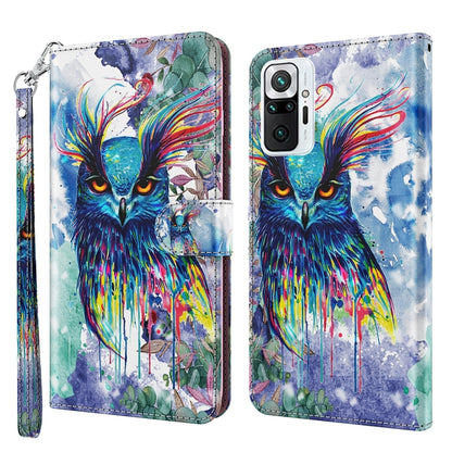 3D Painting Pattern TPU + PU Leather Phone Case, For Xiaomi Redmi Note 10 Pro / 10 Pro Max