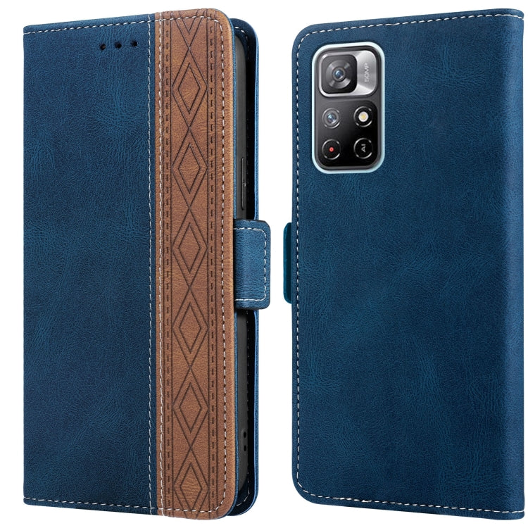 Stitching Side-Magnetic RFID Leather Phone Case, For Xiaomi Redmi Note 9T 5G, For Xiaomi Redmi Note 10 4G, For Xiaomi Redmi Note 10 Pro, For Xiaomi Redmi Note 11, For Xiaomi Redmi Note 11 International, For Xiaomi Redmi Note 10 JP Version
