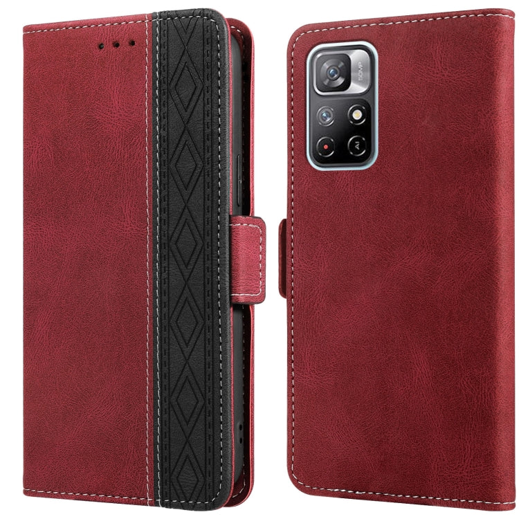 Stitching Side-Magnetic RFID Leather Phone Case, For Xiaomi Redmi Note 9T 5G, For Xiaomi Redmi Note 10 4G, For Xiaomi Redmi Note 10 Pro, For Xiaomi Redmi Note 11, For Xiaomi Redmi Note 11 International, For Xiaomi Redmi Note 10 JP Version