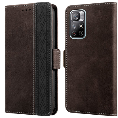 Stitching Side-Magnetic RFID Leather Phone Case, For Xiaomi Redmi Note 9T 5G, For Xiaomi Redmi Note 10 4G, For Xiaomi Redmi Note 10 Pro, For Xiaomi Redmi Note 11, For Xiaomi Redmi Note 11 International, For Xiaomi Redmi Note 10 JP Version