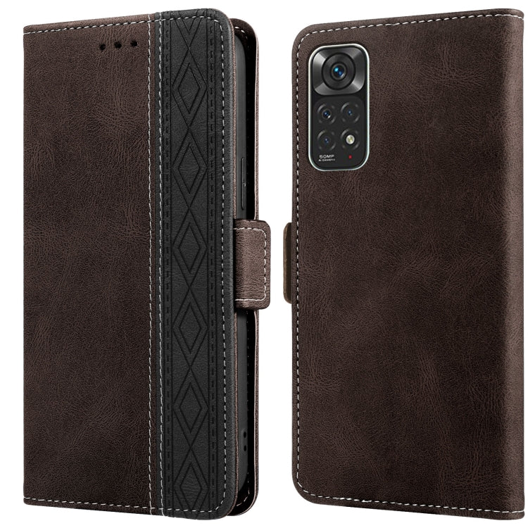 Stitching Side-Magnetic RFID Leather Phone Case, For Xiaomi Redmi Note 9T 5G, For Xiaomi Redmi Note 10 4G, For Xiaomi Redmi Note 10 Pro, For Xiaomi Redmi Note 11, For Xiaomi Redmi Note 11 International, For Xiaomi Redmi Note 10 JP Version