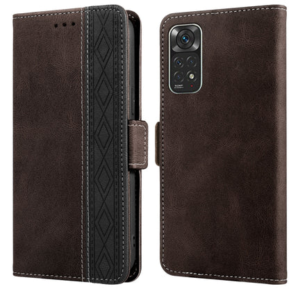Stitching Side-Magnetic RFID Leather Phone Case, For Xiaomi Redmi Note 9T 5G, For Xiaomi Redmi Note 10 4G, For Xiaomi Redmi Note 10 Pro, For Xiaomi Redmi Note 11, For Xiaomi Redmi Note 11 International, For Xiaomi Redmi Note 10 JP Version