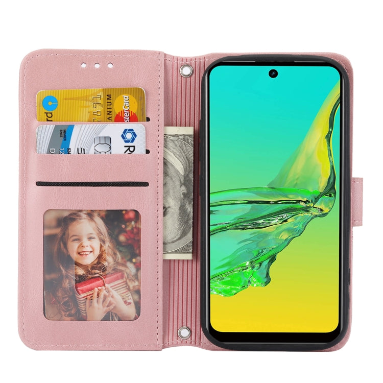 Embossed Striped Magnetic Buckle Horizontal Flip Phone Leather Case, For Fujitsu Arrows F-52B, For OPPO A96 5G, For OPPO Reno7 5G, For OPPO Reno7 SE 5G