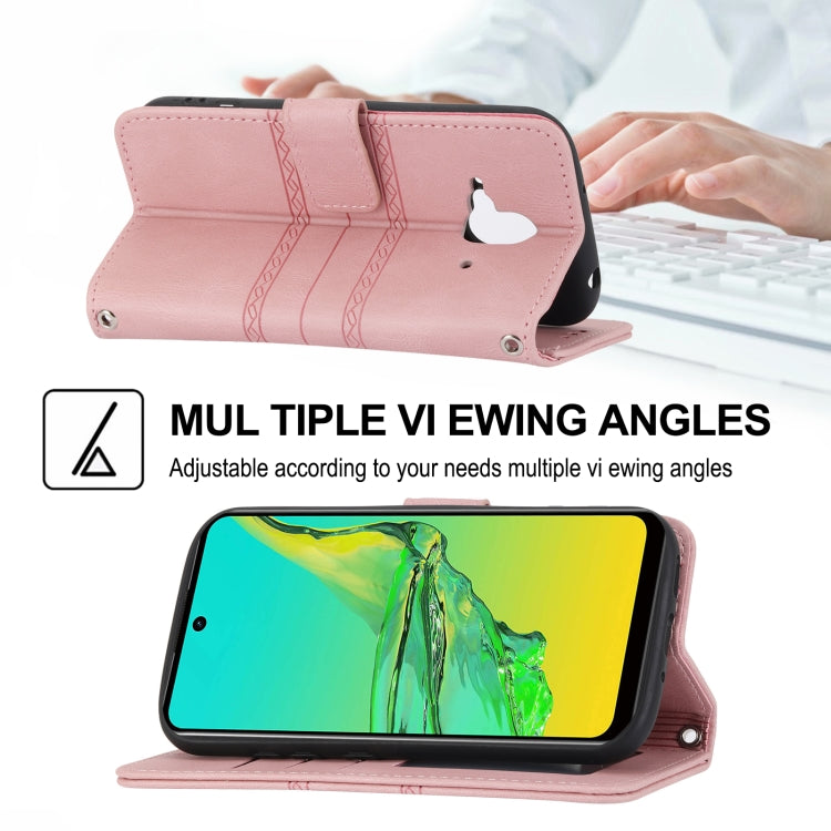 Embossed Striped Magnetic Buckle Horizontal Flip Phone Leather Case, For Fujitsu Arrows F-52B, For OPPO A96 5G, For OPPO Reno7 5G, For OPPO Reno7 SE 5G