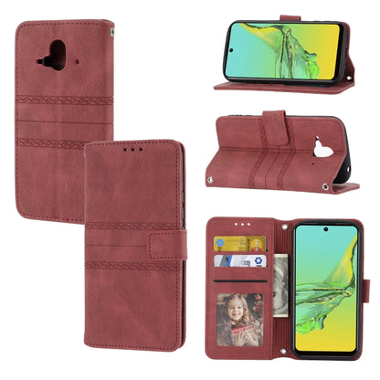 Embossed Striped Magnetic Buckle Horizontal Flip Phone Leather Case, For Fujitsu Arrows F-52B, For OPPO A96 5G, For OPPO Reno7 5G, For OPPO Reno7 SE 5G