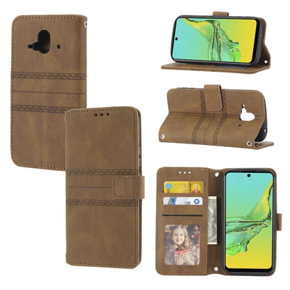 Embossed Striped Magnetic Buckle Horizontal Flip Phone Leather Case, For Fujitsu Arrows F-52B, For OPPO A96 5G, For OPPO Reno7 5G, For OPPO Reno7 SE 5G