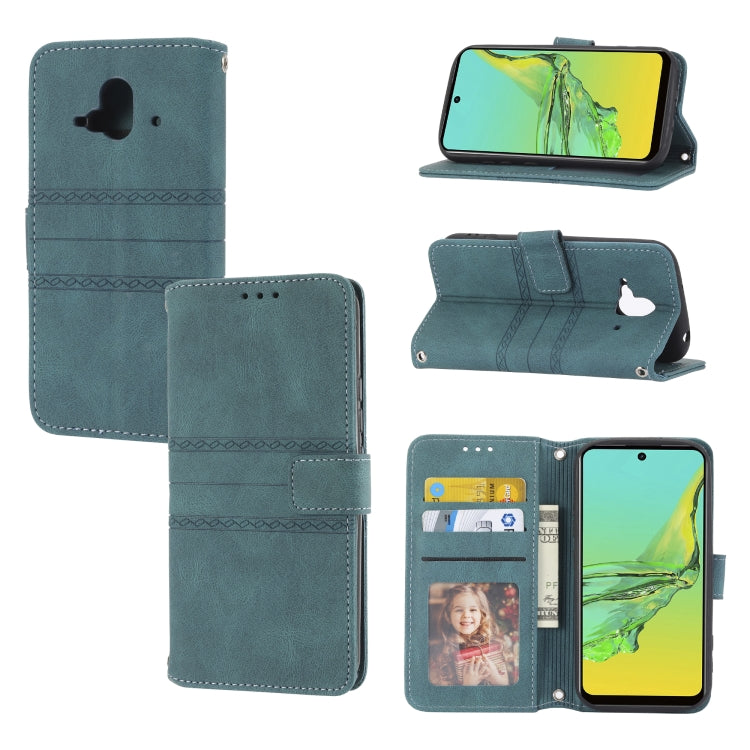 Embossed Striped Magnetic Buckle Horizontal Flip Phone Leather Case, For Fujitsu Arrows F-52B, For OPPO A96 5G, For OPPO Reno7 5G, For OPPO Reno7 SE 5G