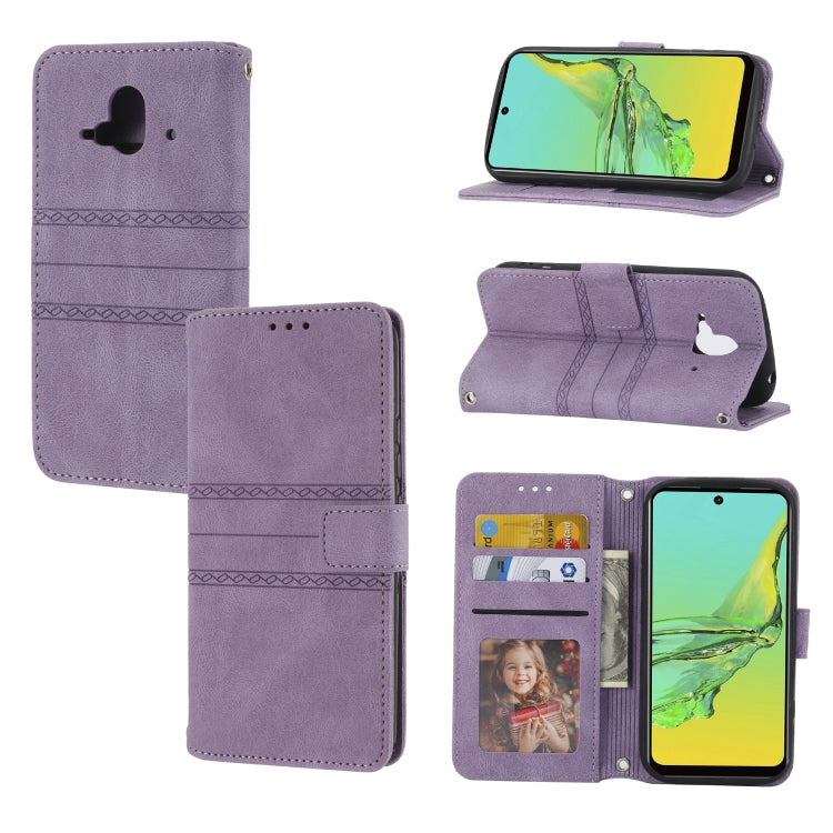 Embossed Striped Magnetic Buckle Horizontal Flip Phone Leather Case, For Fujitsu Arrows F-52B, For OPPO A96 5G, For OPPO Reno7 5G, For OPPO Reno7 SE 5G