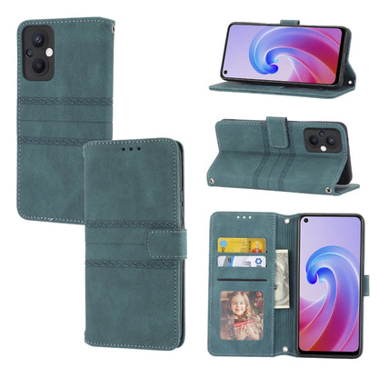 Embossed Striped Magnetic Buckle Horizontal Flip Phone Leather Case, For Fujitsu Arrows F-52B, For OPPO A96 5G, For OPPO Reno7 5G, For OPPO Reno7 SE 5G