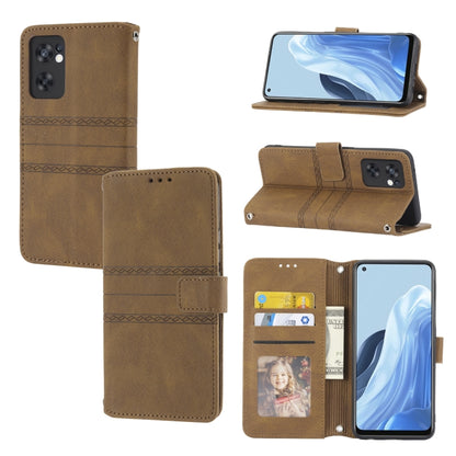 Embossed Striped Magnetic Buckle Horizontal Flip Phone Leather Case, For Fujitsu Arrows F-52B, For OPPO A96 5G, For OPPO Reno7 5G, For OPPO Reno7 SE 5G