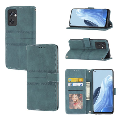 Embossed Striped Magnetic Buckle Horizontal Flip Phone Leather Case, For Fujitsu Arrows F-52B, For OPPO A96 5G, For OPPO Reno7 5G, For OPPO Reno7 SE 5G