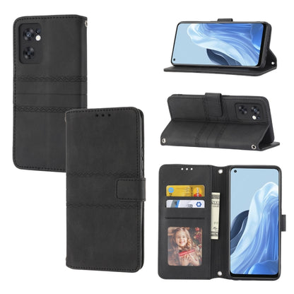 Embossed Striped Magnetic Buckle Horizontal Flip Phone Leather Case, For Fujitsu Arrows F-52B, For OPPO A96 5G, For OPPO Reno7 5G, For OPPO Reno7 SE 5G