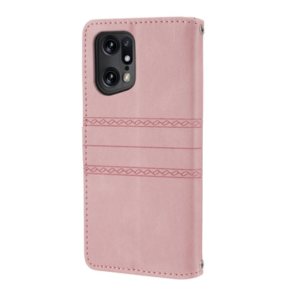 Embossed Striped Magnetic Buckle Horizontal Flip Phone Leather Case, For OPPO Find X5, For OPPO Find X5 Pro, For OPPO Realme 9 Pro+, For OPPO Realme C35