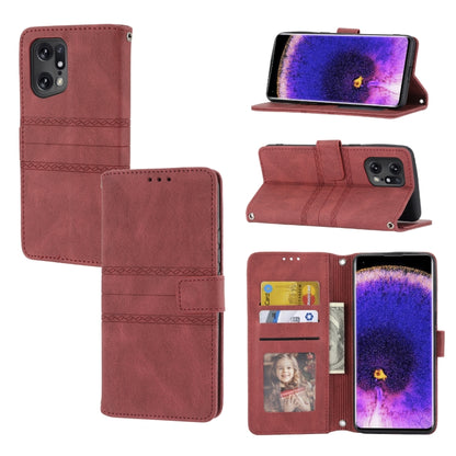 Embossed Striped Magnetic Buckle Horizontal Flip Phone Leather Case, For OPPO Find X5, For OPPO Find X5 Pro, For OPPO Realme 9 Pro+, For OPPO Realme C35