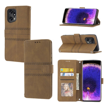 Embossed Striped Magnetic Buckle Horizontal Flip Phone Leather Case, For OPPO Find X5, For OPPO Find X5 Pro, For OPPO Realme 9 Pro+, For OPPO Realme C35