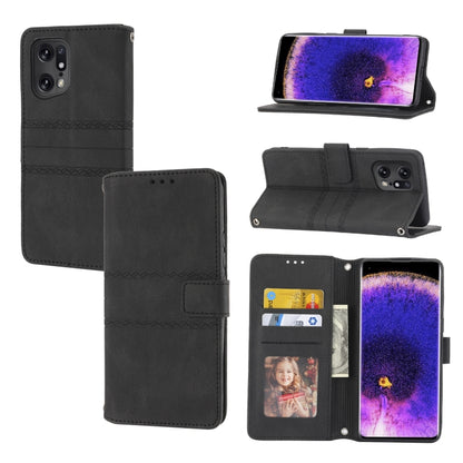 Embossed Striped Magnetic Buckle Horizontal Flip Phone Leather Case, For OPPO Find X5, For OPPO Find X5 Pro, For OPPO Realme 9 Pro+, For OPPO Realme C35