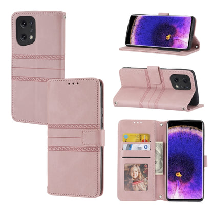 Embossed Striped Magnetic Buckle Horizontal Flip Phone Leather Case, For OPPO Find X5, For OPPO Find X5 Pro, For OPPO Realme 9 Pro+, For OPPO Realme C35
