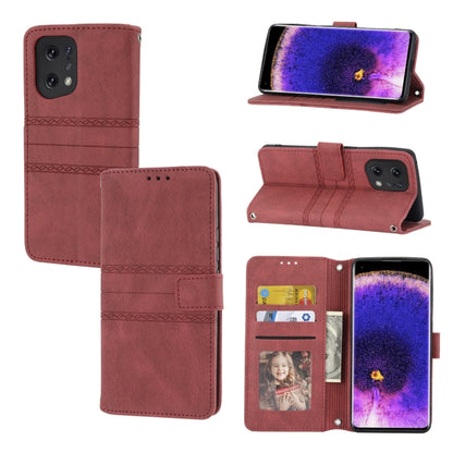 Embossed Striped Magnetic Buckle Horizontal Flip Phone Leather Case, For OPPO Find X5, For OPPO Find X5 Pro, For OPPO Realme 9 Pro+, For OPPO Realme C35